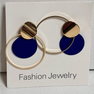 Gold and Blue Fashion Jewelry Earrings
